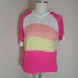 Bibi Women's multicolor  Pullover Sweater Short Sleeve Size Small